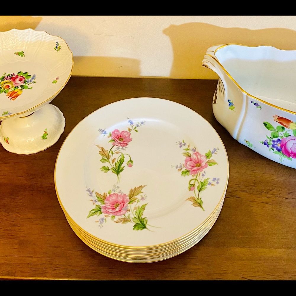 Vintage Noritake Pink Poppy Dinner Plats 7pc